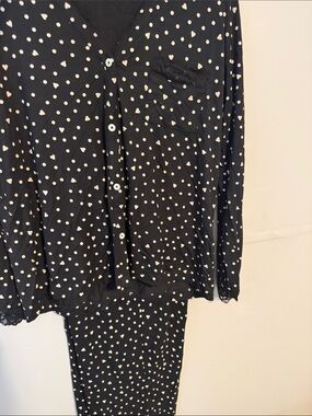 Black Polka Dot Button-Up Pajama Set